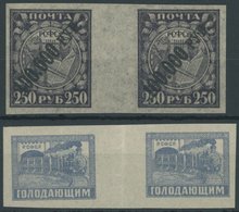 RUSSLAND 190y,192ZW **, 1922, 100000 R. Auf 250 R., Dünnes Papier Und Transportmittel Zug , 2 Waagerechte Zwischenstegpa - Sonstige & Ohne Zuordnung