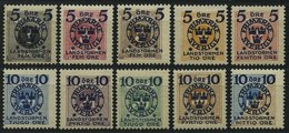 SCHWEDEN 97-106 *, 1916, Landsturm II, Falzreste, Prachtsatz (10 Werte), Mi. 300.- - Used Stamps