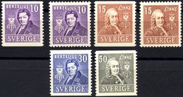 SCHWEDEN 272-75A/B **, 1939, 200 Jahre Akademie Der Wissenschaften, Zweiseitig Und Vierseitig Gezähnt, Prachtsatz (6 Wer - Oblitérés