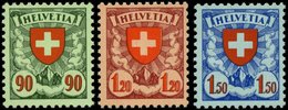 SCHWEIZ BUNDESPOST 194-96y **, 1940, 90 C. - 1.50 Fr. Wappen, Glatter Gummi, 3 Prachtwerte, Mi. 150.- - Sonstige & Ohne Zuordnung