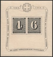SCHWEIZ BUNDESPOST Bl. 8 **, 1943, Block 100 Jahre Briefmarken, Pracht, Mi. 100.- - Otros & Sin Clasificación