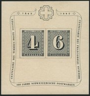 SCHWEIZ BUNDESPOST Bl. 8 **, 1943, Block 100 Jahre Briefmarken, Feinst, Mi. 100.- - Sonstige & Ohne Zuordnung