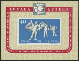 SCHWEIZ BUNDESPOST Bl. 14 **, 1951, Block LUNABA, Pracht, Mi. 280.- - Autres & Non Classés