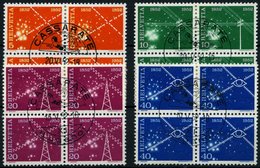 SCHWEIZ BUNDESPOST 566-69 VB O, 1952, 100 Jahre Elektrisches Nachrichtenwesen In Zentrisch Gestempelten Viererblocks, Pr - Autres & Non Classés