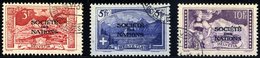 VÖLKERBUND (SDN) 13-15 O, 1922, 3 - 10 Fr. Freimarken, 3 Prachtwerte, Mi. 300.- - Dienstmarken