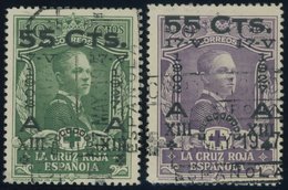 SPANIEN 341/2 O, 1927, 55 C. Auf 10 Und 20 C. 25. Jahrestag Der Krönung II, 2 Prachtwerte, Mi. 110.- - Used Stamps