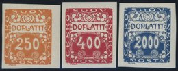 TSCHECHOSLOWAKEI P 10/1,14 **, 1920, 250, 400 Und 2000 H. Ziffer, 3 Postfrische Prachtwerte - Strafport