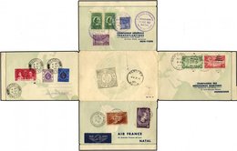 BRASILIEN 21.10.1937, NATAL-NEW YORK - Weltrundflug Der Air France, Mit 4-Länderfrankatur (Brasilien, USA, Hong Kong Und - Luftpost