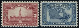 KANADA 120,122 **, 1927, 3 Und 12 C. Dominion Of Canada, 2 Postfrische Prachtwerte - Gebruikt