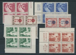 MANDSCHUKUO VB **, 1941-43, 6 Verschiedene Viererblocks: Mi.Nr. 127/8 Und 139-42, Postfrisch, Pracht - 1932-45  Mandschurei (Mandschukuo)