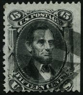 USA 22W O, Scott 98, 1861, 15 C. Lincoln, Waffeleinpressung Type VII, Rechts Ungezähnt (Randstück), üblich Gezähnt Prach - Gebraucht