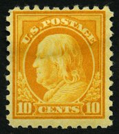 USA 232K *, Scott 472, 1916, 10 C. Franklin, Ohne Wz., Gezähnt L 10, Falzrest, Pracht, $ 100 - Gebraucht