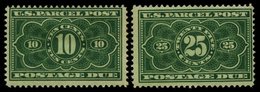 PAKET-PORTOMARKEN PP 4/5 *, Scott JQ 4/5, 1912, 10 Und 25 C. U.S. Parcel Post Postage Due, Falzreste, 2 Prachtwerte, $ 1 - Paketmarken