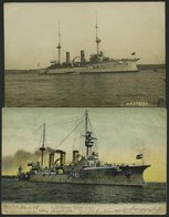 ALTE POSTKARTEN - SCHIFFE KAISERL. MARINE BIS 1918 S.M.S. Freya, 2 Gebrauchte Karten - Warships