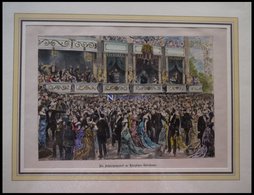 BERLIN: Ein Subscriptionsball Im Königlichen Opernhaus, Kolorierter Holzstich Um 1880 - Lithografieën