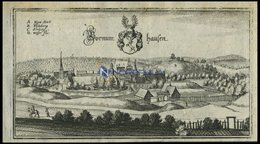 BORNUMHAUSEN, Gesamtansicht, Kupferstich Von Merian Um 1645 - Litografia