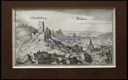 NIERSTEIN, Teilansicht Mit Der Schwabsburg, Kupferstich Von Merian Um 1645 - Lithographien