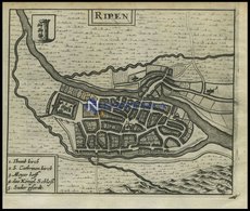 RIPEN, Stadtplan Mit Den Königlichen Schloß, Kupferstich Von Zeiller 1655 - Litografía