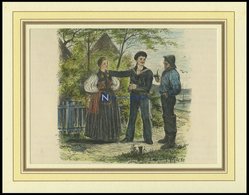 Probstei, Trachten, Kolorierter Holzstich Von Gehrts Von 1881 - Lithographien