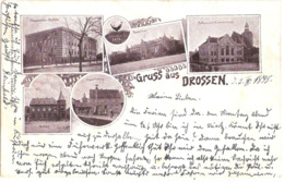 Gruß Aus DROSSEN Neumark Osno Lubuskie Lithographie Post Seminar Präparanden Anstalt Gelaufen 2.4.1898 - Neumark