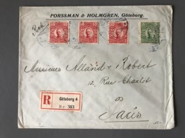 Suède, Lettre Recommandée 1916 De Götborg 4 Pour Paris - (B2447) - Covers & Documents