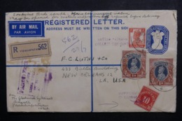 INDE - Entier Postal + Compléments En Recommandé De Vizagapatam Pour Les U.S.A. En 1950, Taxe à L 'arrivée - L 46505 - Cartas & Documentos