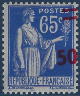 France Type Paix N°479* 50c/65c Surcharge Décalée Signé Calves - 1932-39 Paix
