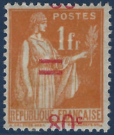 France Type Paix N°359* 80c/1fr Orange Surcharge Très Décalée !! Signé Calves - 1932-39 Paz