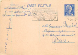 FRANCE TIMBRE ENTIERS  20 F BLEU N° 1011B SUR CARTE POSTALE - VOIR FLAMME -. CONCOURS BONDEL - Cartes-lettres