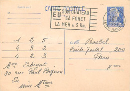 FRANCE TIMBRE ENTIERS  20 F BLEU N° 1011B SUR CARTE POSTALE - VOIR FLAMME -. CONCOURS BONDEL - Cartes-lettres