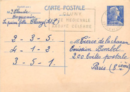 FRANCE TIMBRE ENTIERS  20 F BLEU N° 1011B SUR CARTE POSTALE - VOIR FLAMME -. CONCOURS BONDEL - Cartes-lettres