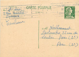 FRANCE TIMBRE ENTIERS  12 F VERT N° 1010 SUR CARTE POSTALE - VOIR FLAMME -. CONCOURS BONDEL - Cartes-lettres