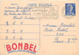 FRANCE TIMBRE ENTIERS  20 F BLEU N° 1011B SUR CARTE POSTALE - VOIR FLAMME -. CONCOURS BONDEL - Cartes-lettres