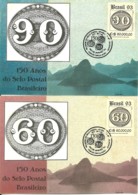 Carte Souvenir - Brasil - 3 CM - Brasiliana 93 - 150 Anos Do Selo Postal Brasileiro - Olho-de-boi - Maximumkaarten