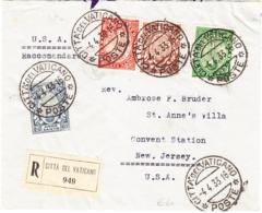 1933 R-Brief Citta Del Vaticano Nach New Jersey USA; 4 Werte Anno Santo - Covers & Documents