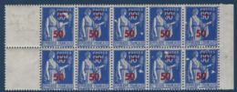 France Type Paix N°482** Bloc De 10 Manques D'impression, Sans C, Taches Blanches... !! RRR Ainsi Signé Calves - 1932-39 Paz