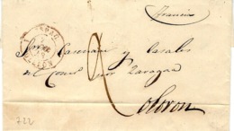 1848- Lettre De CALATAYUD ( Aragon ) Pour Oloron - Entrée ESPAGN. 1 OLERON 1  ( Erreur Pour OLORON ) - Entry Postmarks