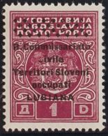 Lubiana-Eslovenia, Ocupación Italiana Tasas. MNH **Yv 7. 1941. 1 D Rosa Lila. Variedad SOBRECARGA CALCADA AL DORSO. MAGN - Lubiana