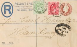 Gran Bretaña, Entero Postal. Sobre Yv 106, 107. 1905. 1 P Castaño Sobre Entero Postal Certificado De MANCHESTER A HAMBUR - ...-1840 Precursori