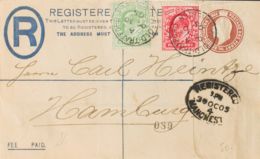Gran Bretaña, Entero Postal. Sobre Yv 106, 107. 1905. 1 P Castaño Sobre Entero Postal Certificado De MANCHESTER A HAMBUR - ...-1840 Vorläufer