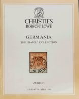 Alemania, Bibliografía. 1985. Catálogo De La Colección GERMANIA THE "BASEL" COLLECTION, Celebrada El 16 De Abril De 1985 - Cataloghi Di Case D'aste