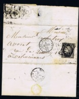 France Cover Yv 3 Broken Frame Variety, 1849 Valenciennes To Paris  Cachet Without Levee - 1849-1850 Cérès