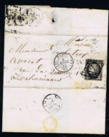 France Cover Yv 3 Broken Frame Variety, 1849 Valenciennes To Paris  Cachet Without Levee - 1849-1850 Ceres