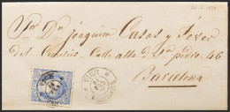 Cataluña. Historia Postal. Sobre 107. 1870. 50 Mils Ultramar. VICH A BARCELONA. - Autres & Non Classés