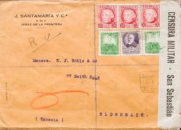 España. República Española Correo Certificado. Sobre 682(2), 687(3), 666. 1938. 10 Cts Verde, Dos Sellos, 30 Cts Carmín, - Covers & Documents
