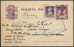 Castilla Y León. Historia Postal. Sobre EP81, 858. 1939. 15 Cts Violeta Sobre T - Other & Unclassified