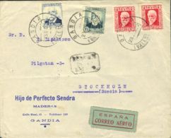 España. República Española Correo Aéreo. Sobre 665, 669(8), 670. 1933. 15 Cts, 30 Cts, Dos Sellos Y 40 Cts. VALENCIA A E - Covers & Documents