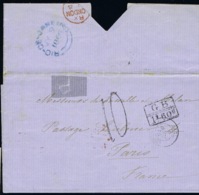 Brasil Complete Letter 9-7-1866 Rio De Janeiro British Postoffice -> Calais Paris  GB 1"50 D Cancel - Covers & Documents