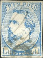 España. Correo Carlista. º156. 1873. 1 Real Azul. Matasello SOL DE SANTESTEBAN. MAGNIFICO. - Carlists