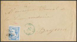 España. Correo Carlista. Sobre 156. 1874. 1 Real Azul. DURANGO A BAYONA (FRANCIA). MAGNIFICA Y RARA. Cert. CEM. - Carlisten